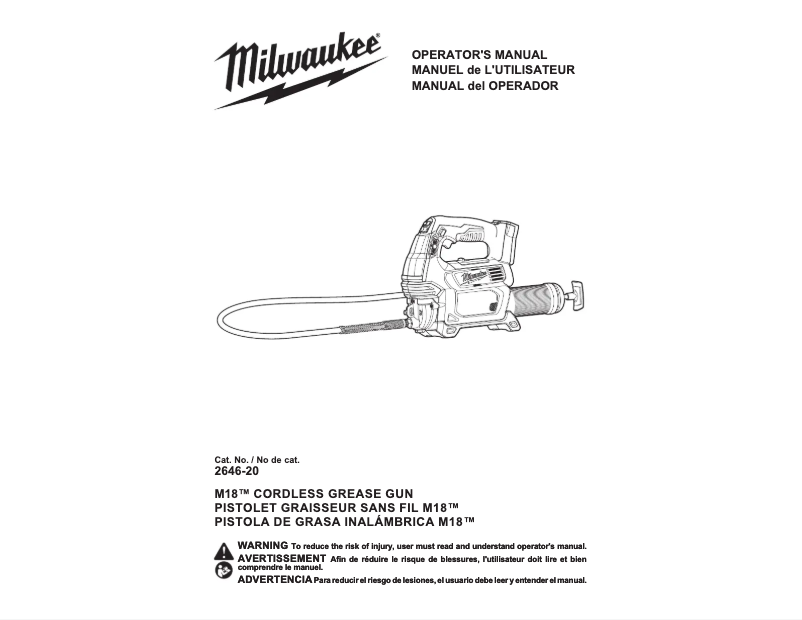 Page n°1 - Manuel utilisateur Milwaukee M18 2646-22CT