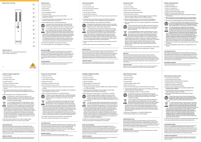 Page n°1 - Manuel utilisateur Behringer Video Mic X1