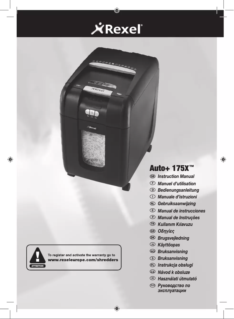 Page n°1 - Manuel utilisateur Rexel Auto+ 175X