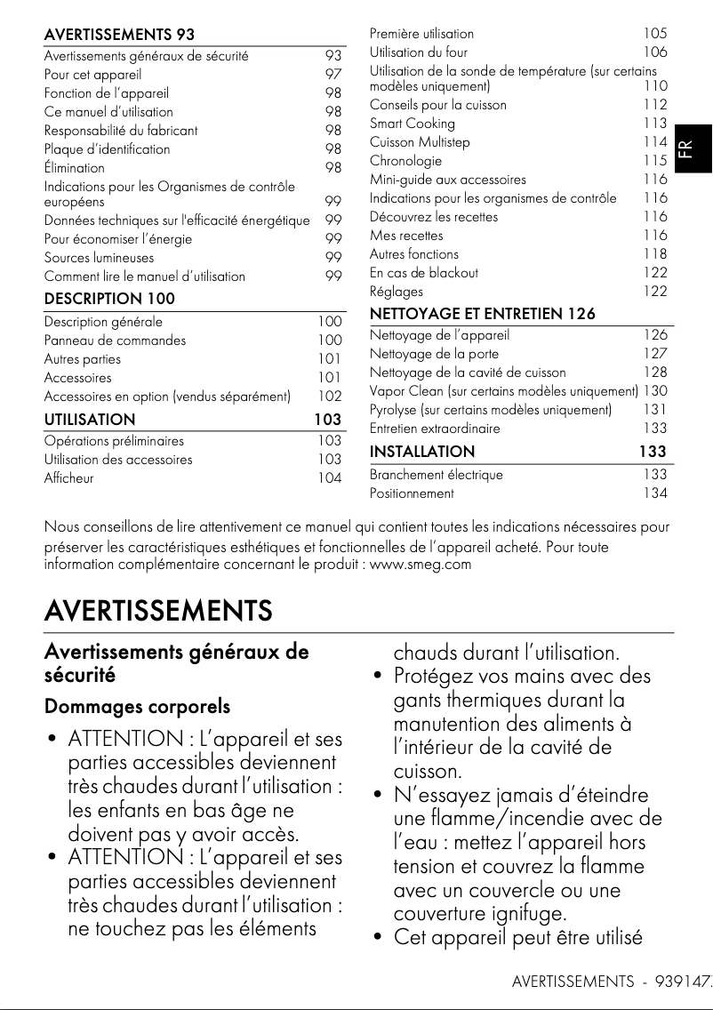 Page n°1 - Manuel utilisateur Smeg SOP6604TPNR