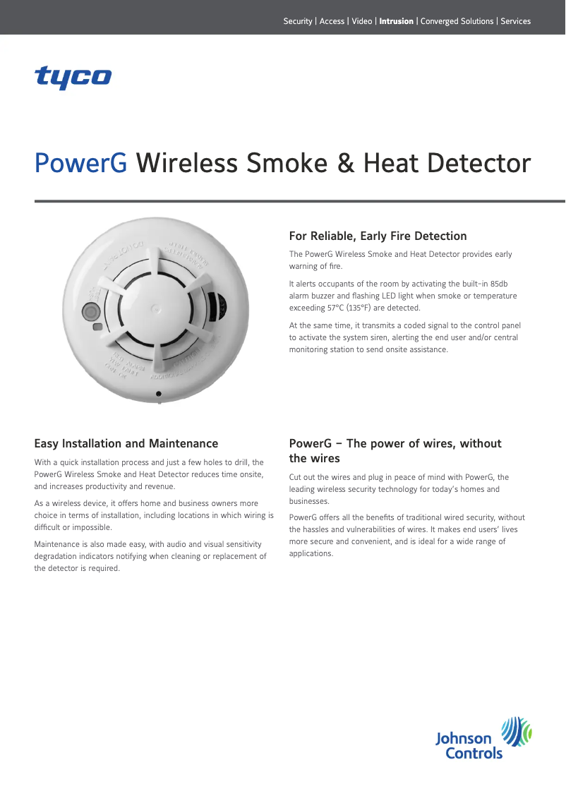 Page 1 de la notice Fiche technique DSC PG9936
