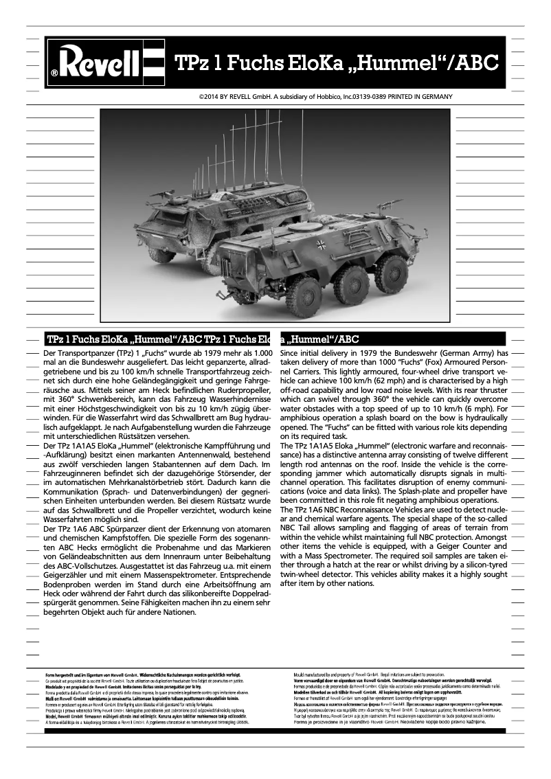 Page 1 de la notice Manuel utilisateur Revell TPz 1 Fuchs