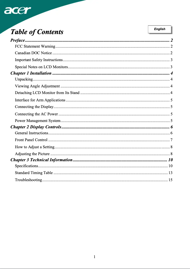Página 1 del manual Manual de usuario Acer AL2416Wd