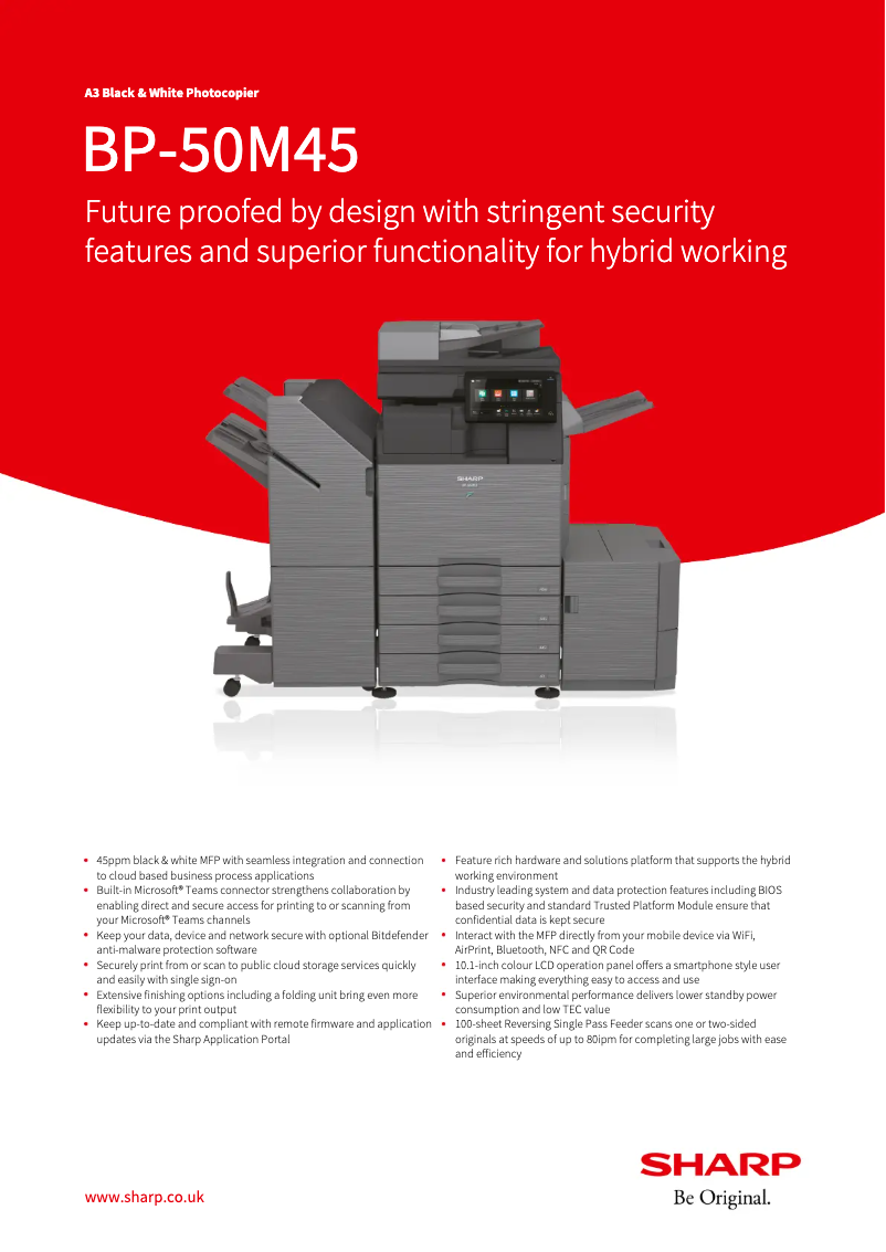 Page 1 de la notice Fiche technique Sharp BP-50M45