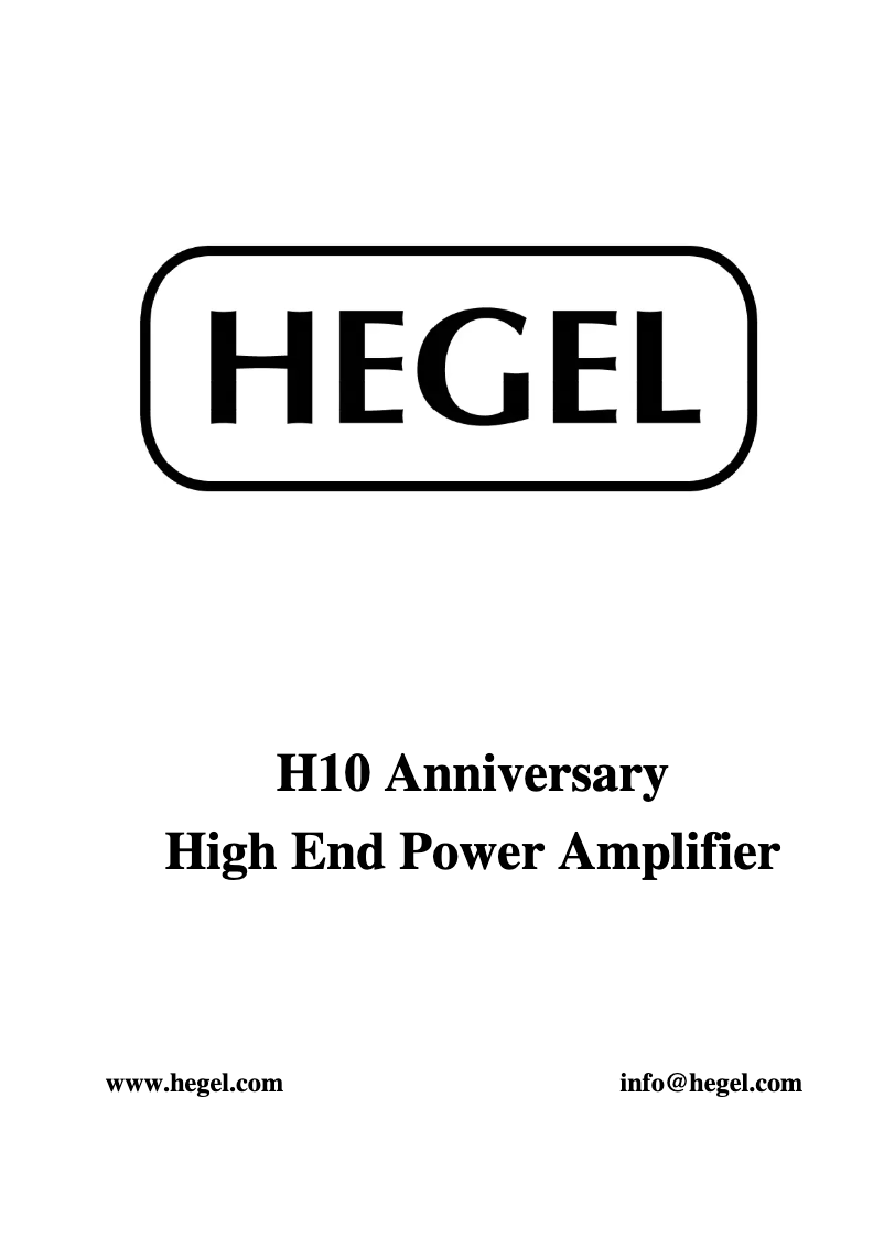 Page n°1 - Manuel utilisateur Hegel H10