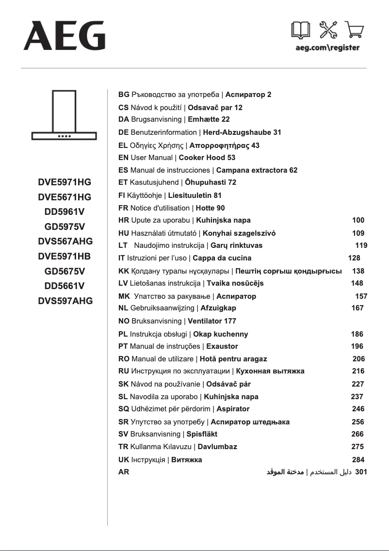 Page 1 de la notice Manuel utilisateur AEG DD5661V
