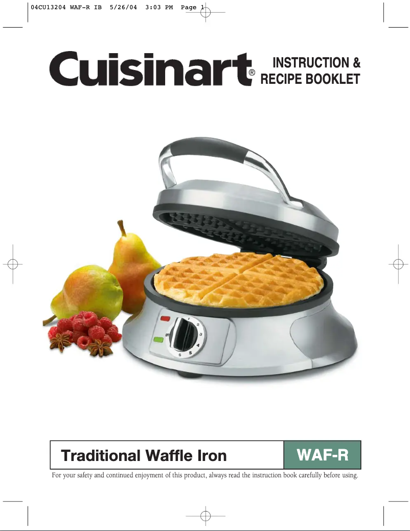 Page 1 de la notice Manuel utilisateur Cuisinart WAF-R