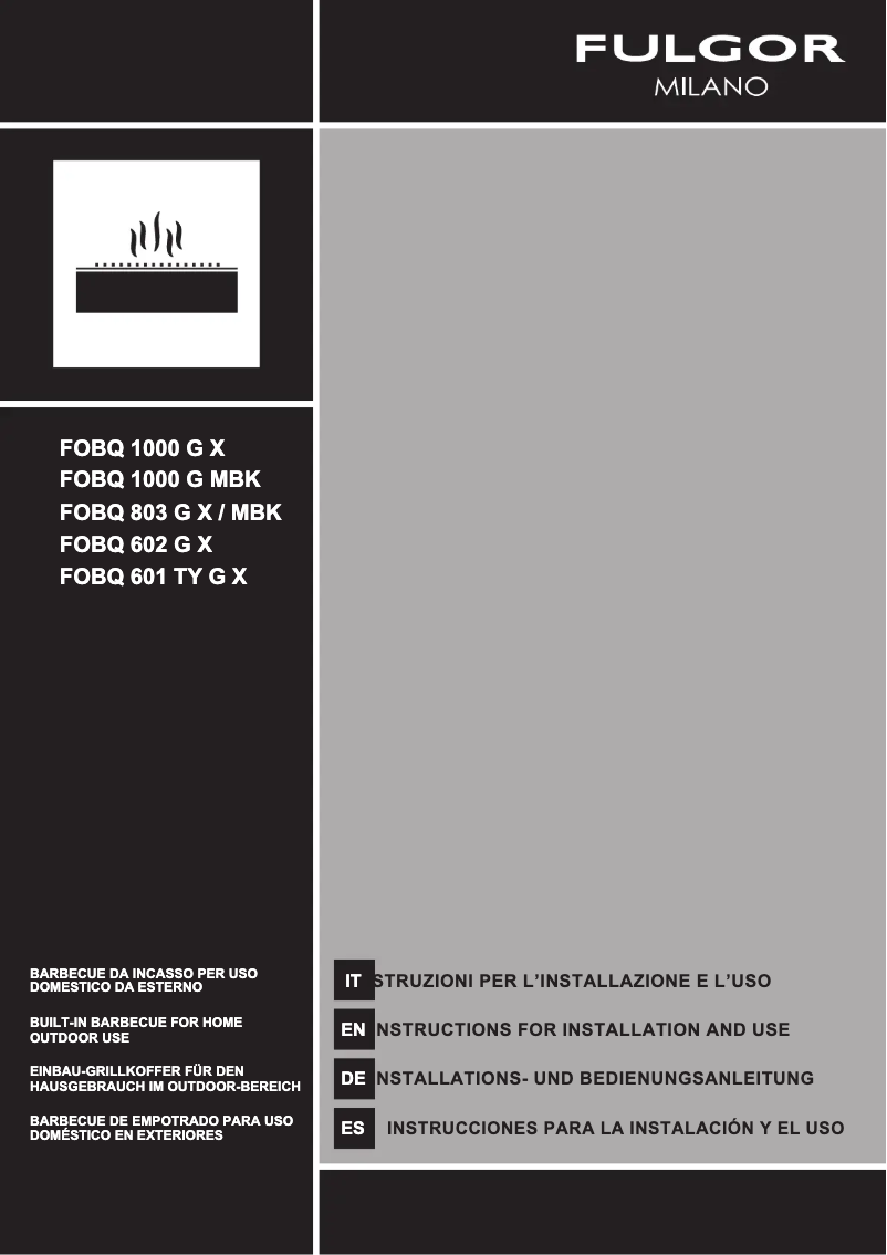 Page 1 of the manual User Manual Fulgor Milano FOBQ 803 G X