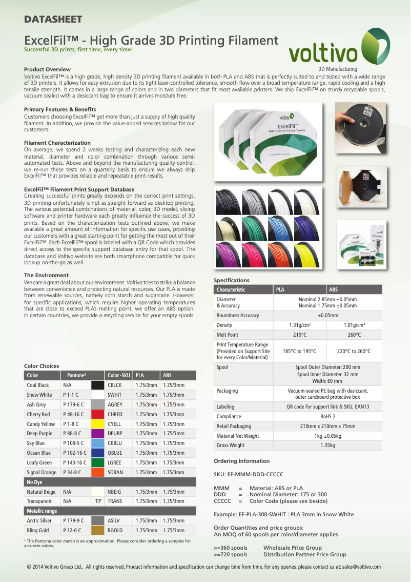 Page n°1 - Manuel utilisateur Voltivo ExcelFil