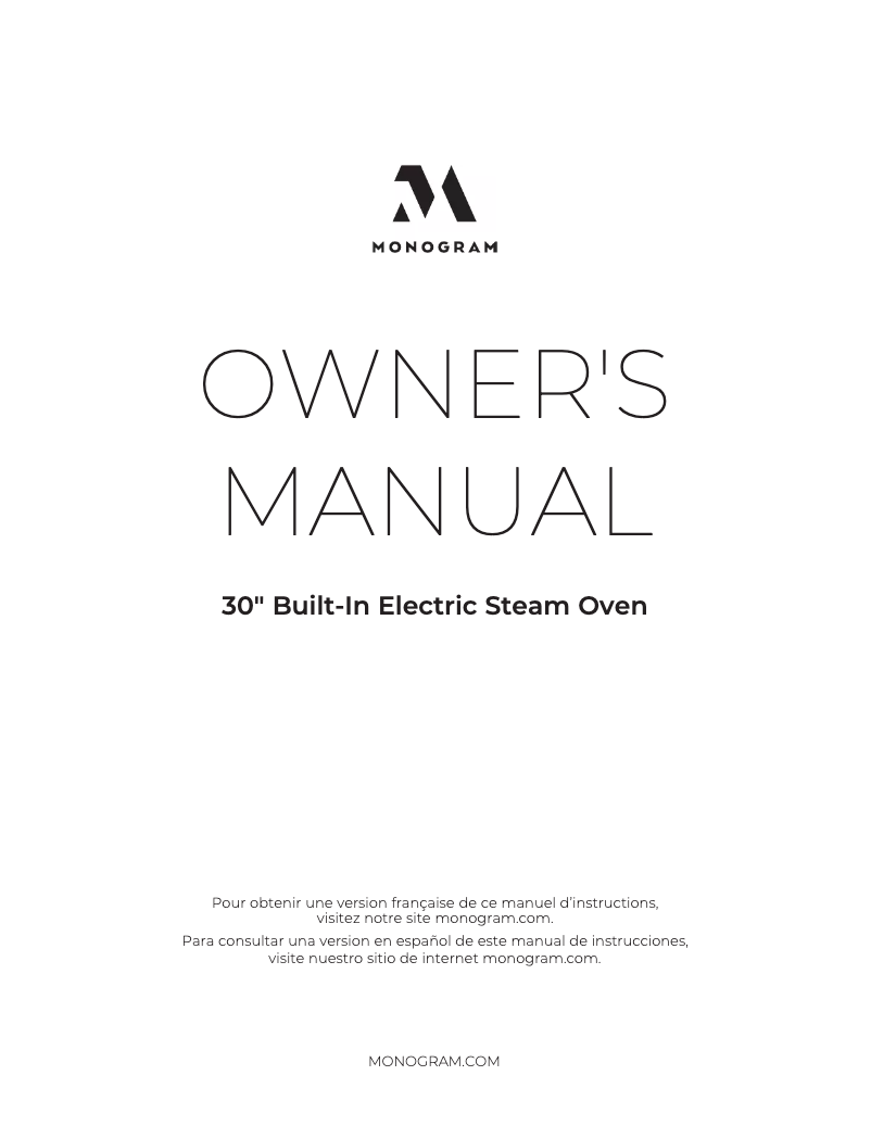 Page n°1 - Manuel utilisateur Monogram ZMB9031SN