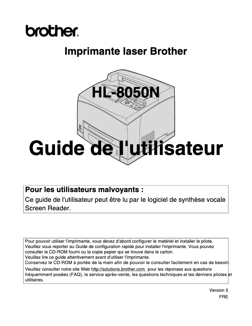 Page n°1 - Manuel utilisateur Brother HL-8050N