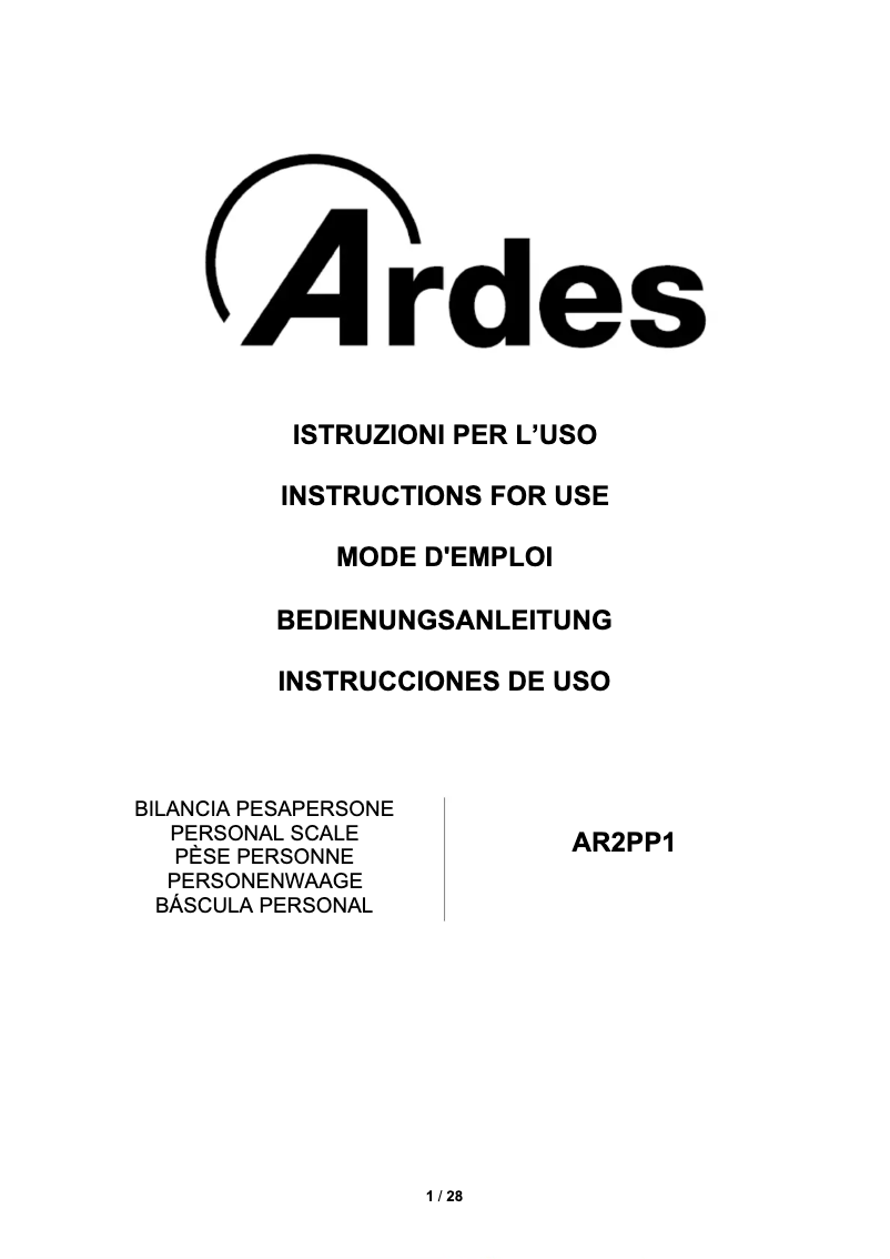 Page 1 de la notice Manuel utilisateur Ardes AR2PP1