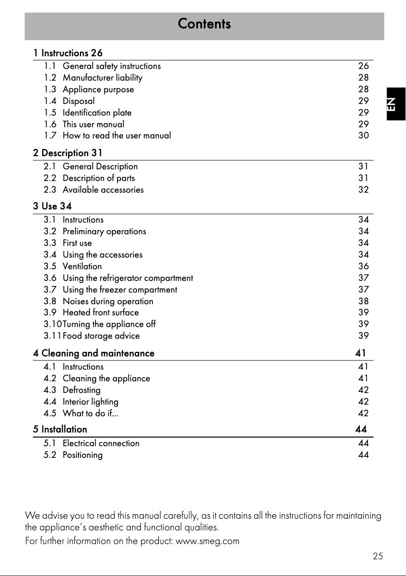 Page n°1 - Manuel utilisateur Smeg FAB28RDUJ3