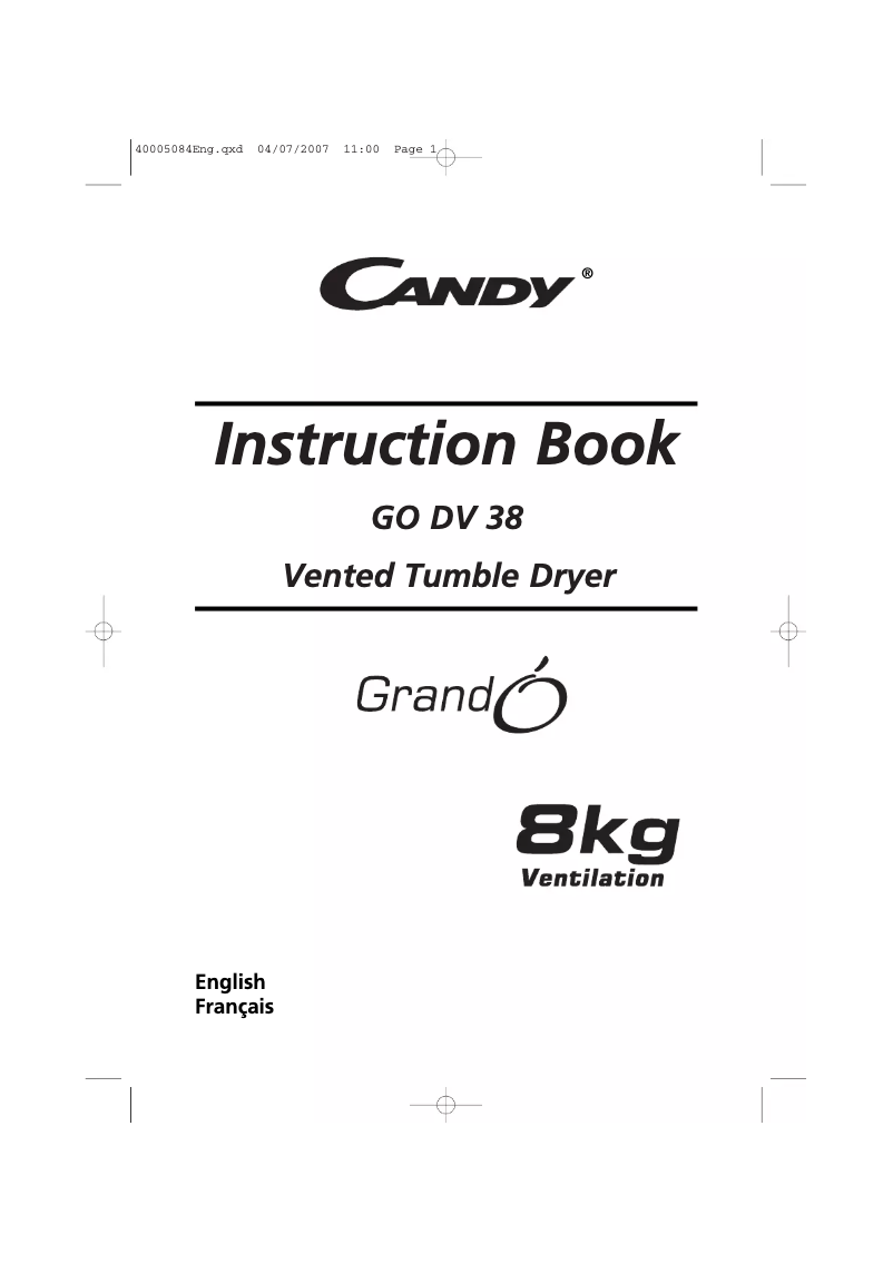 Page n°1 - Manuel utilisateur Candy GO DV 38-47