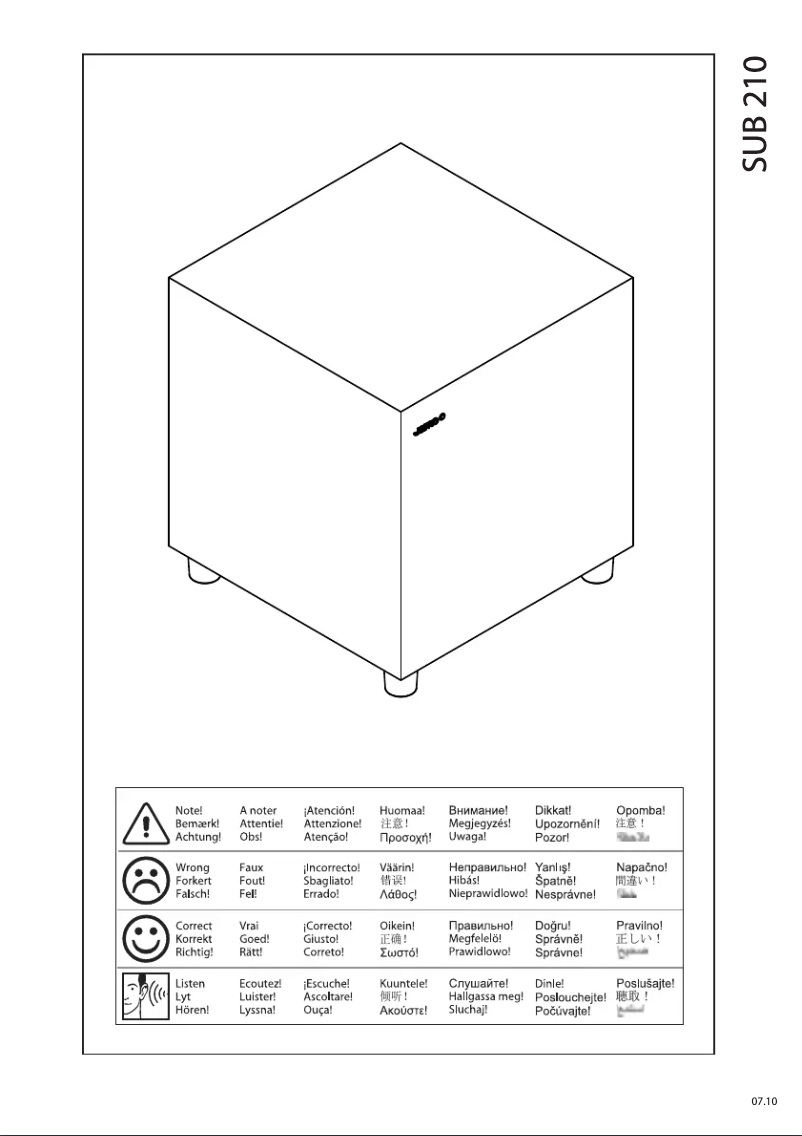 Page 1 de la notice Manuel utilisateur Jamo SUB 210