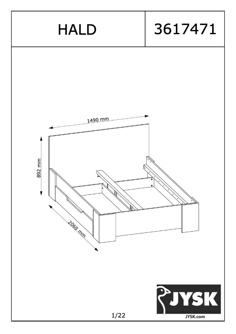 Page n°1 - Manuel utilisateur JYSK Hald (140x200)