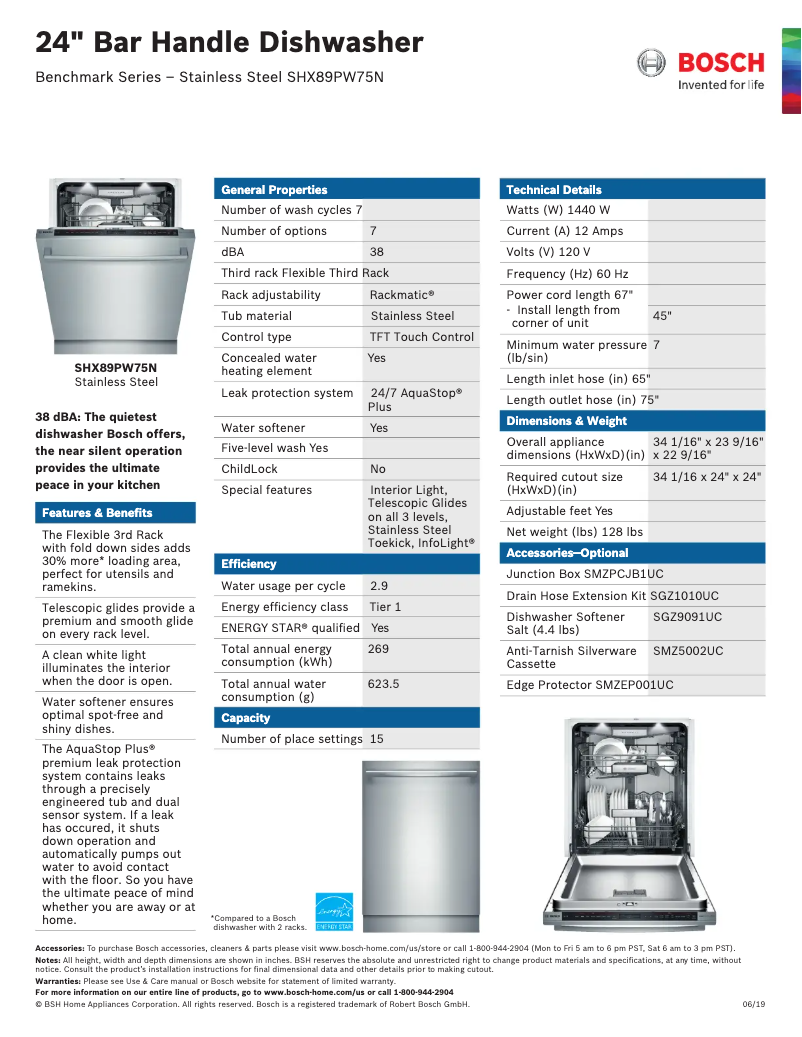 Imagen de la primera página del manual del dispositivo SHX89PW75N