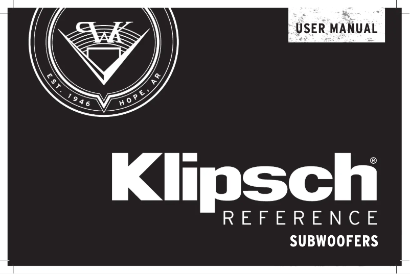 Page 1 de la notice Manuel utilisateur Klipsch R-12SW