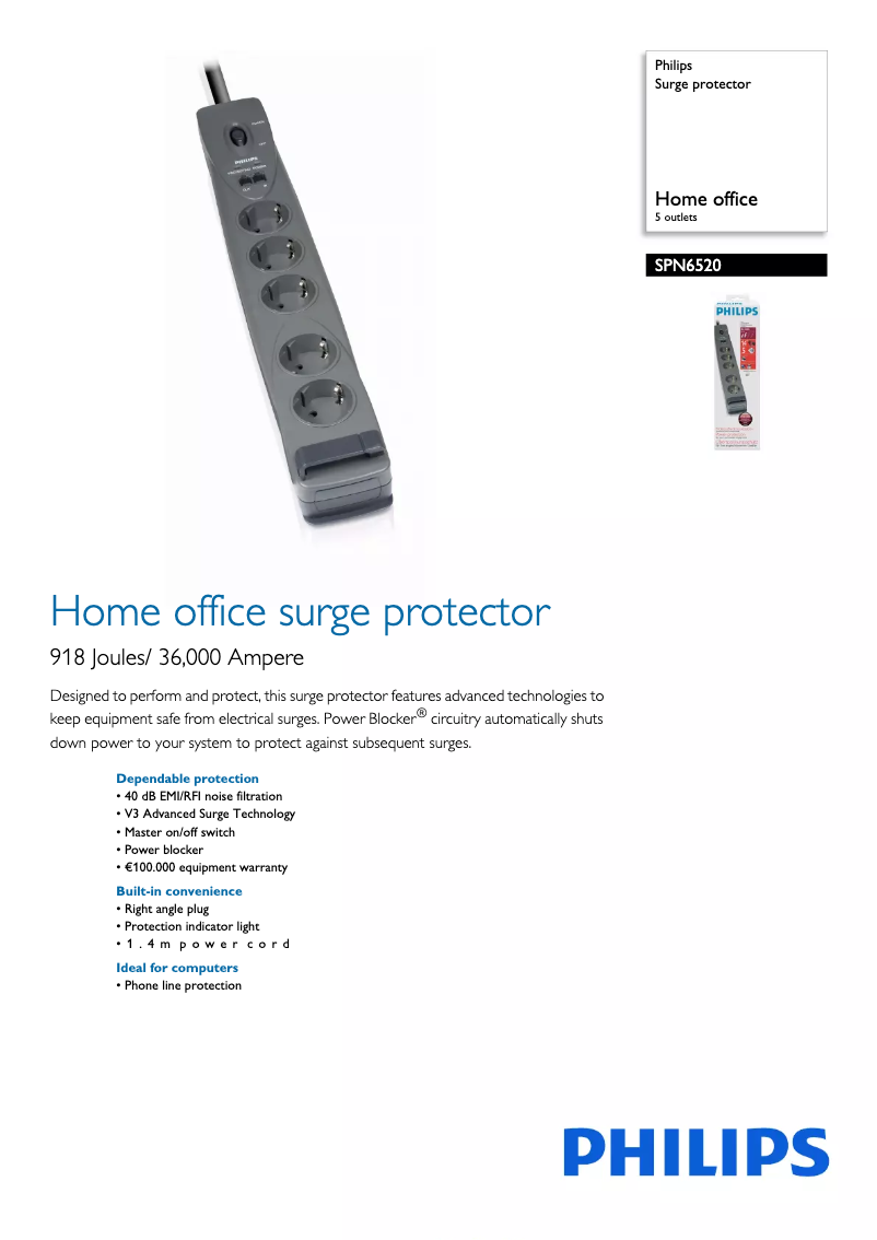 Page 1 de la notice Brochure Philips SPN6520