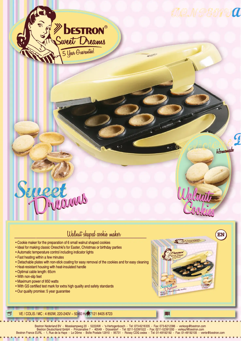 Page 1 de la notice Fiche technique Bestron Sweet Dreams ANP801V