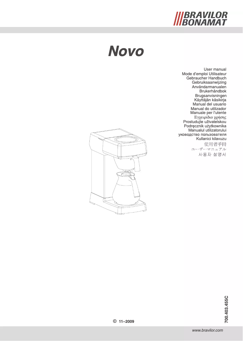 Page 1 de la notice Manuel utilisateur Bravilor Novo