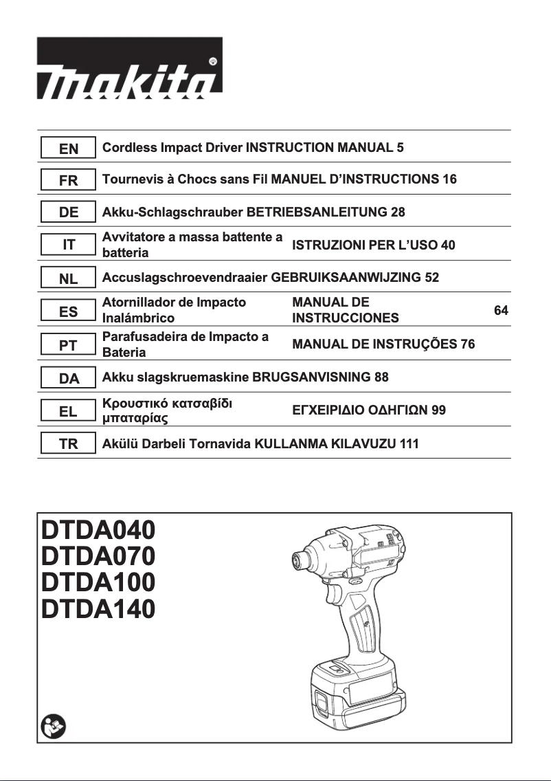 Page n°1 - Manuel utilisateur Makita DTDA040Z