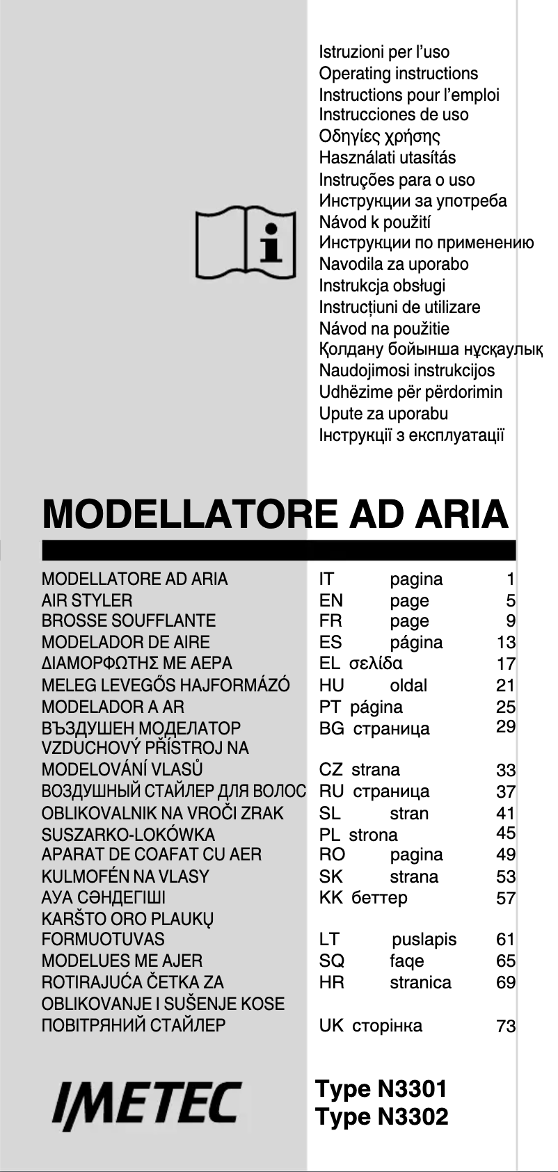 Page 1 de la notice Manuel utilisateur Imetec GH18 1000