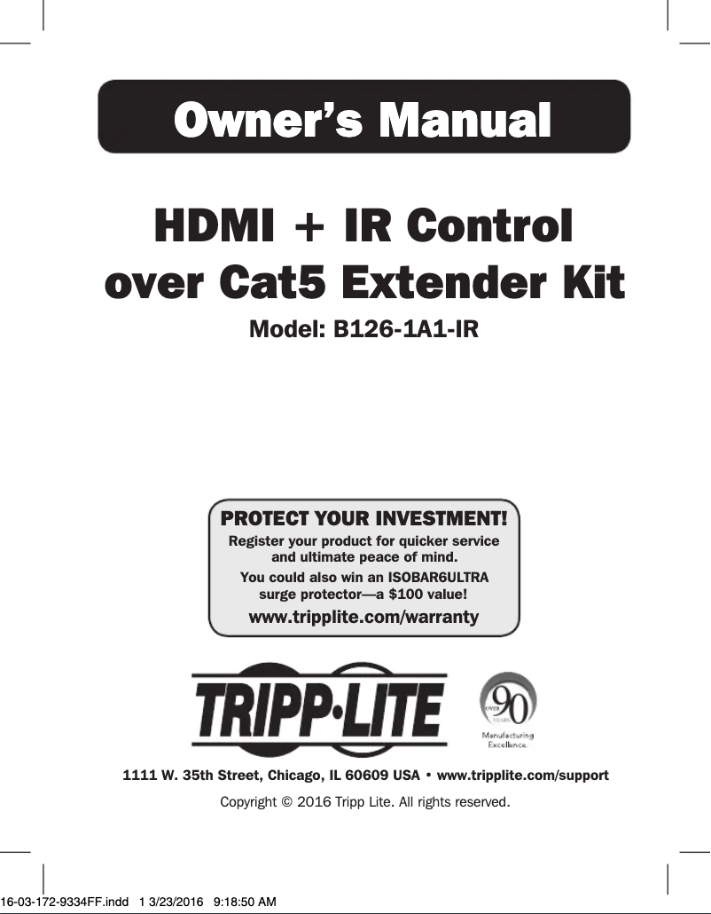 Page n°1 - Manuel utilisateur Tripp Lite B126-1A1-IR