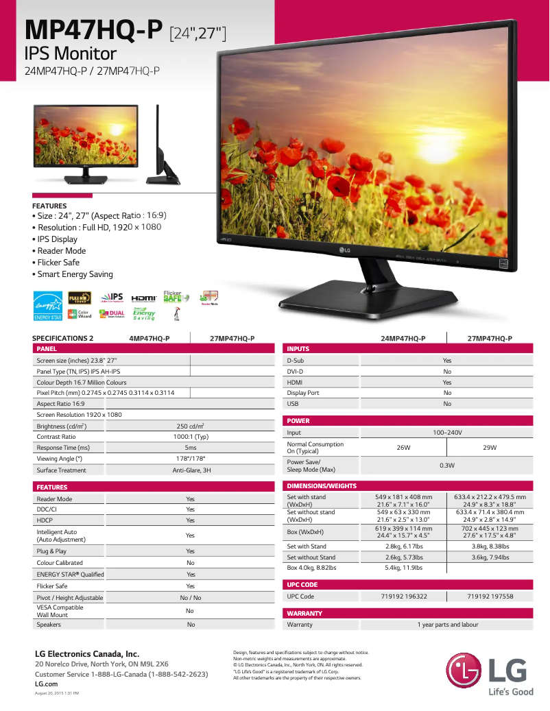 Image de la première page du manuel de l'appareil 27MP47HQ