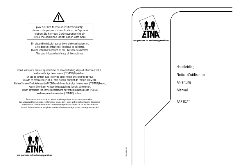 Page 1 de la notice Manuel utilisateur Etna A361K