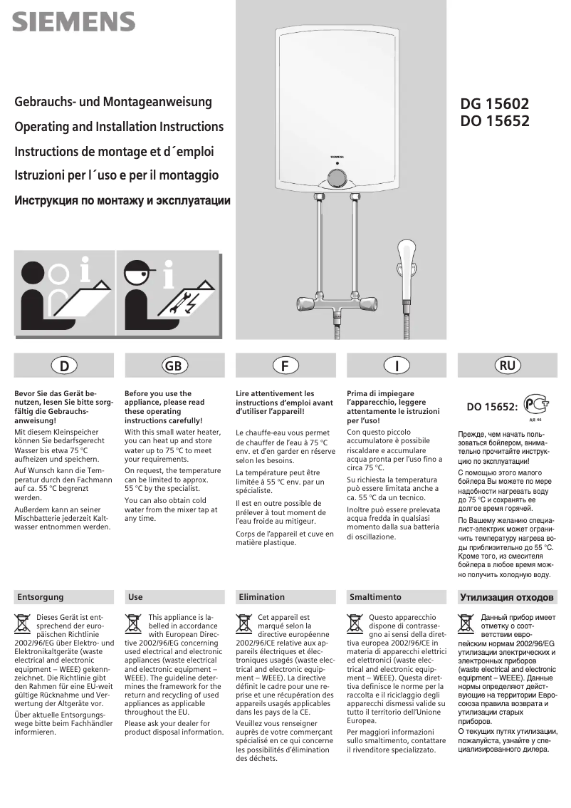 Page n°1 - Manuel utilisateur Siemens DO15652