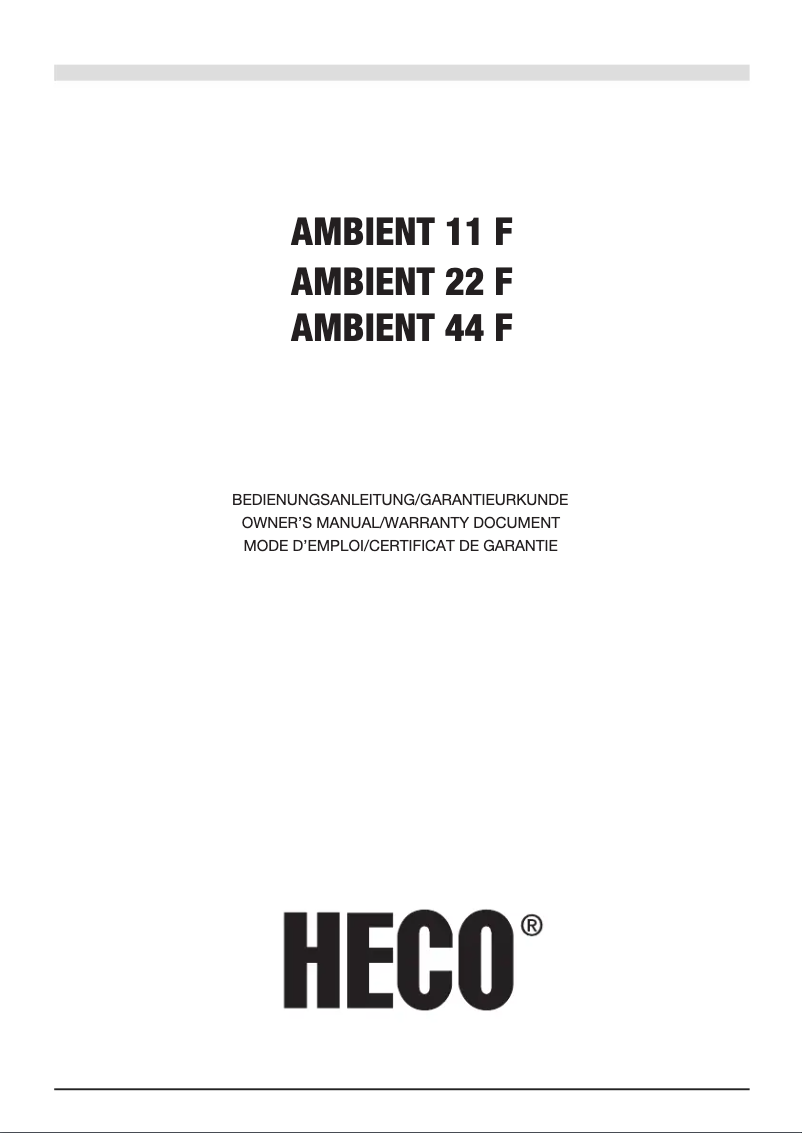 Page 1 of the manual User Manual Heco Ambient 11 F