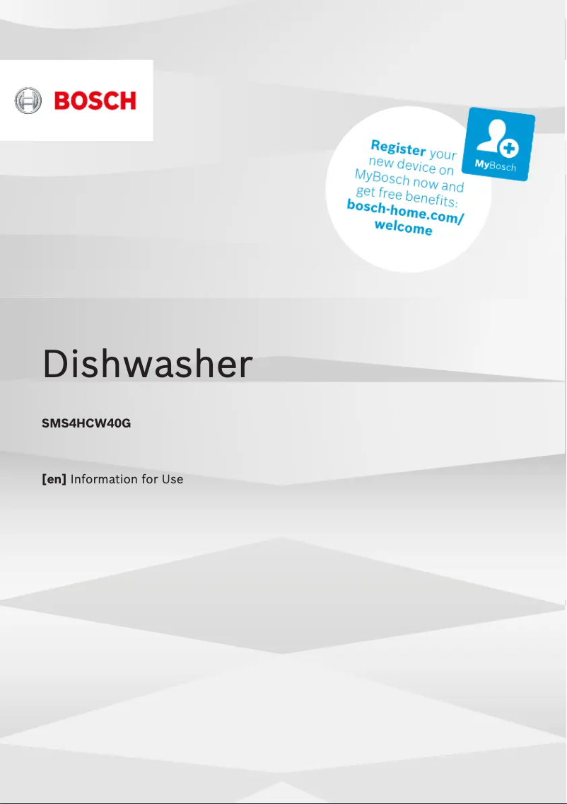 Page 1 de la notice Manuel utilisateur Bosch Serie 4 SMS4HCW40G