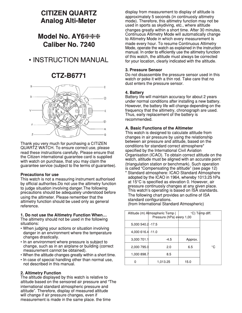 Imagen de la primera página del manual del dispositivo CAL 7240