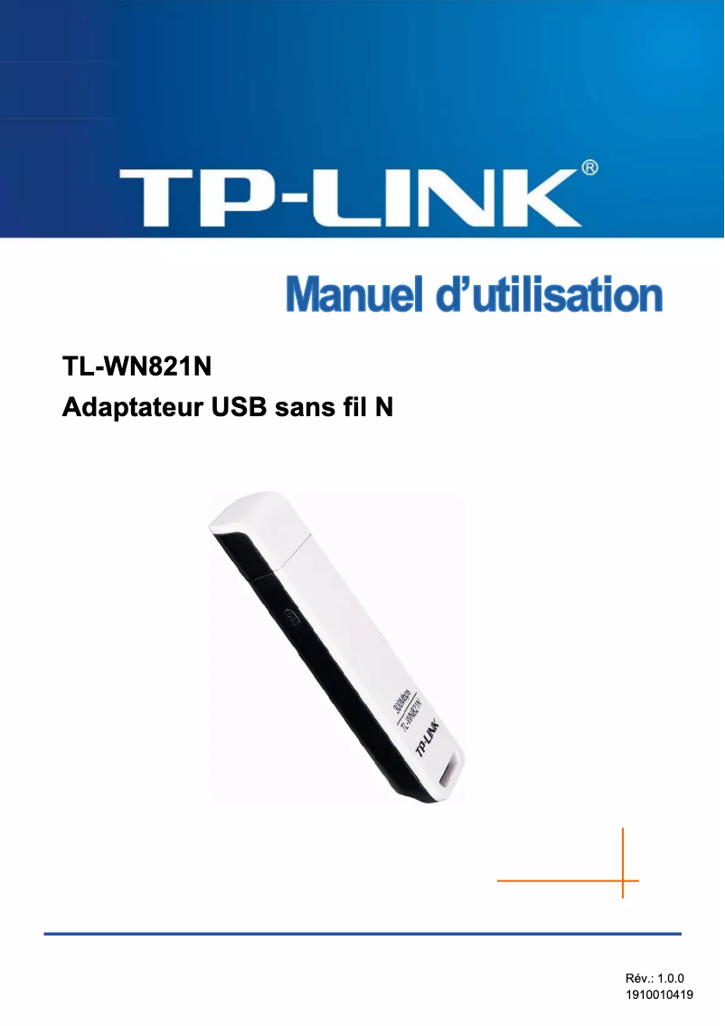 Page 1 de la notice Manuel utilisateur TP-Link TL-WN821N