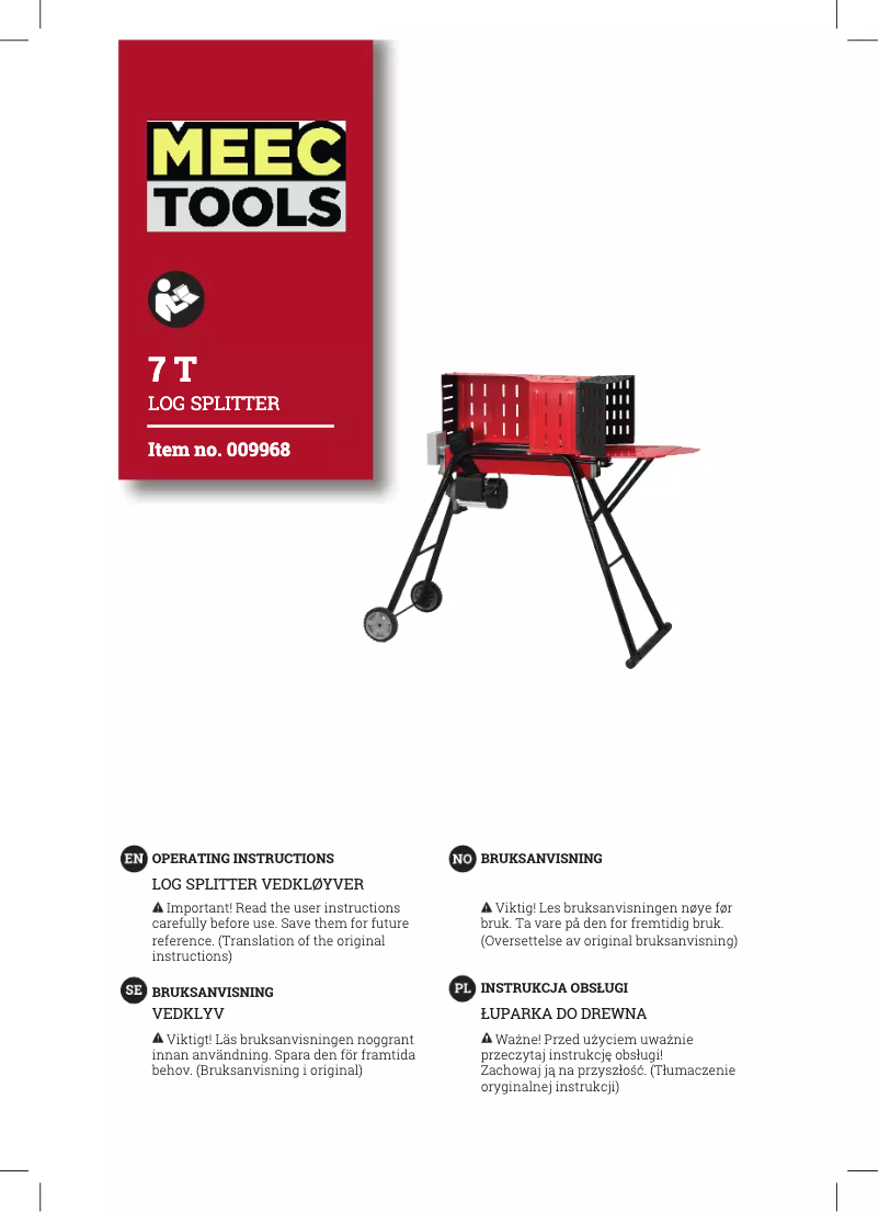 Page n°1 - Manuel utilisateur Meec Tools 009-968