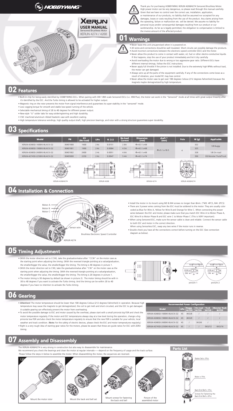 Image de la première page du manuel de l'appareil XeRun-4268SD-2600KV-G2