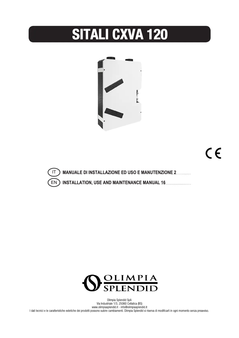 Image de la première page du manuel de l'appareil Sitali CX 120