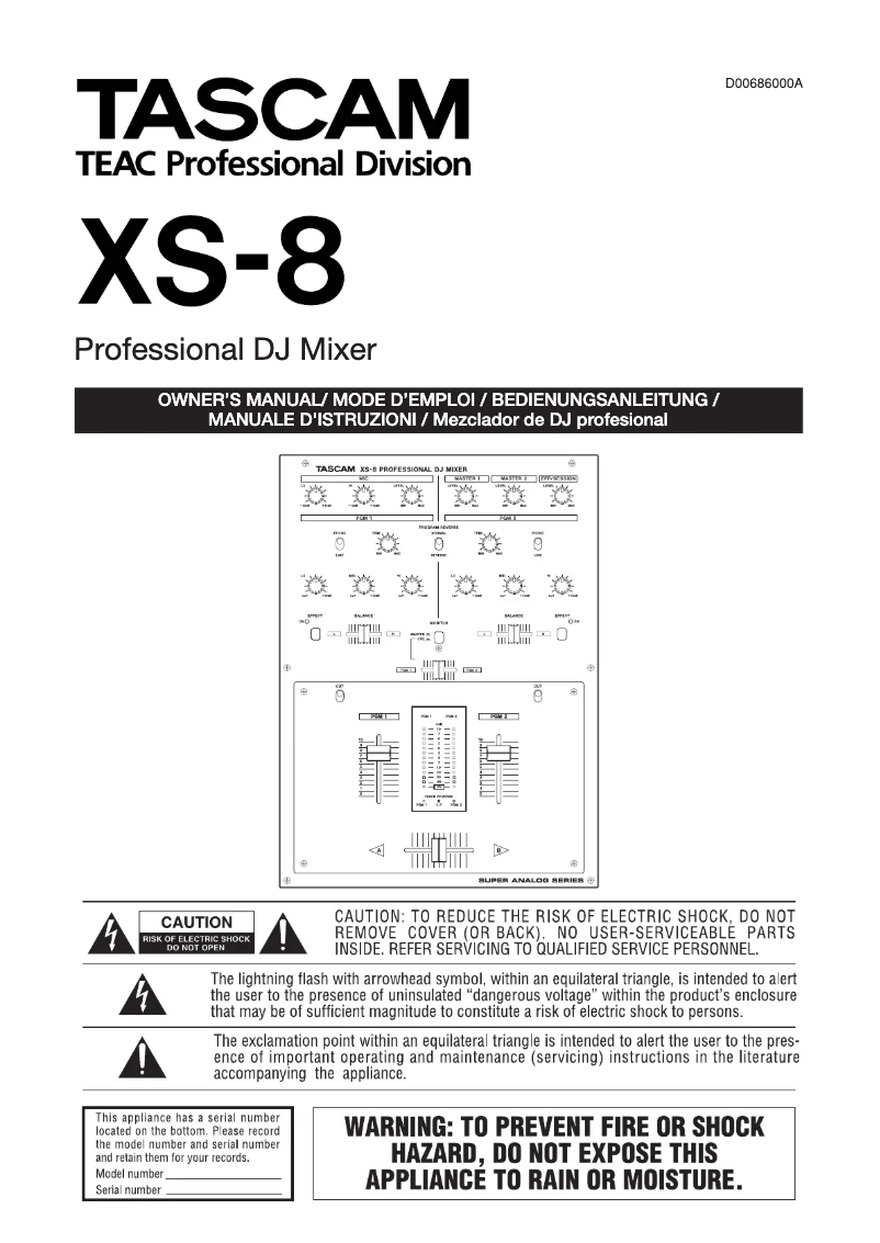 Image de la première page du manuel de l'appareil XS-8