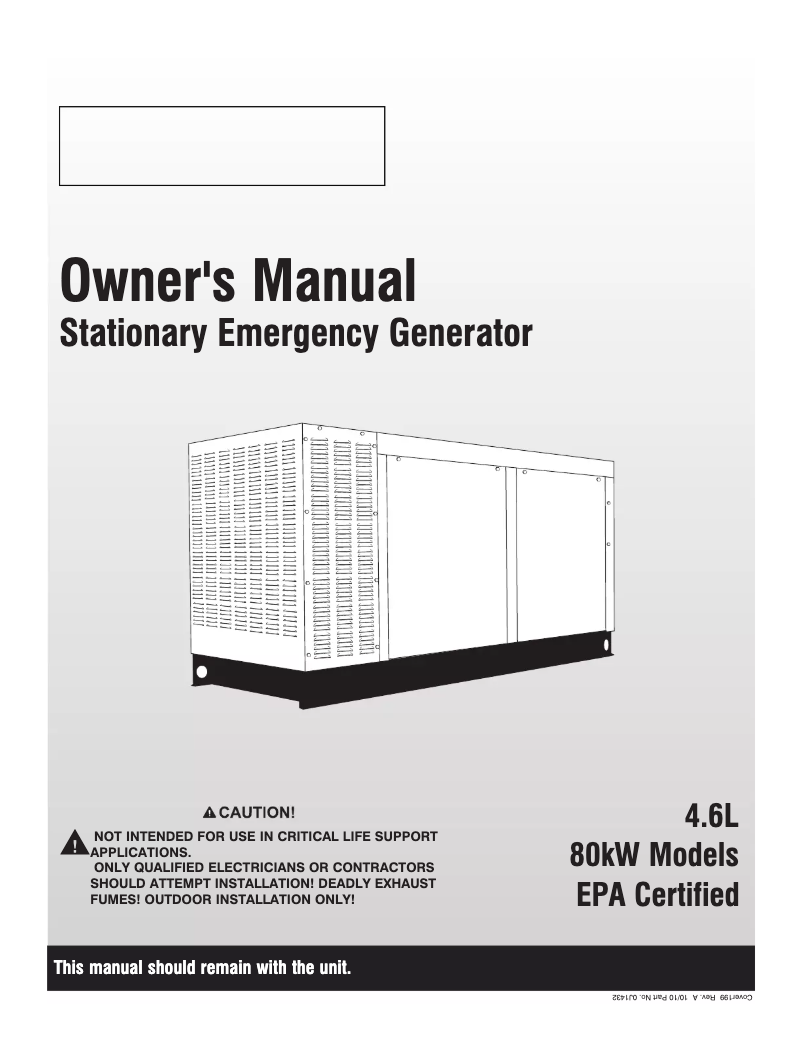 Page n°1 - Manuel utilisateur Generac QT08046JNAX