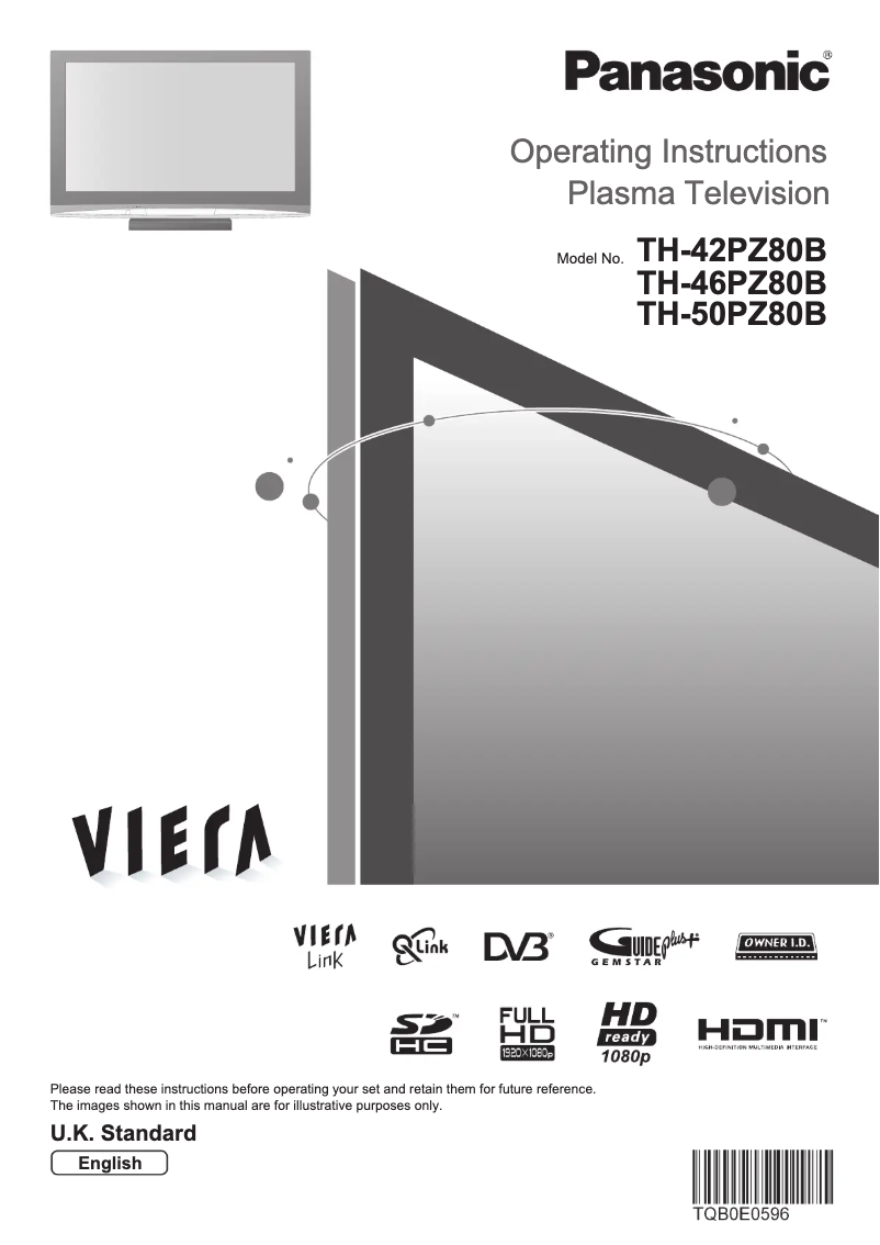 Page 1 de la notice Manuel utilisateur Panasonic TH-50PZ80B
