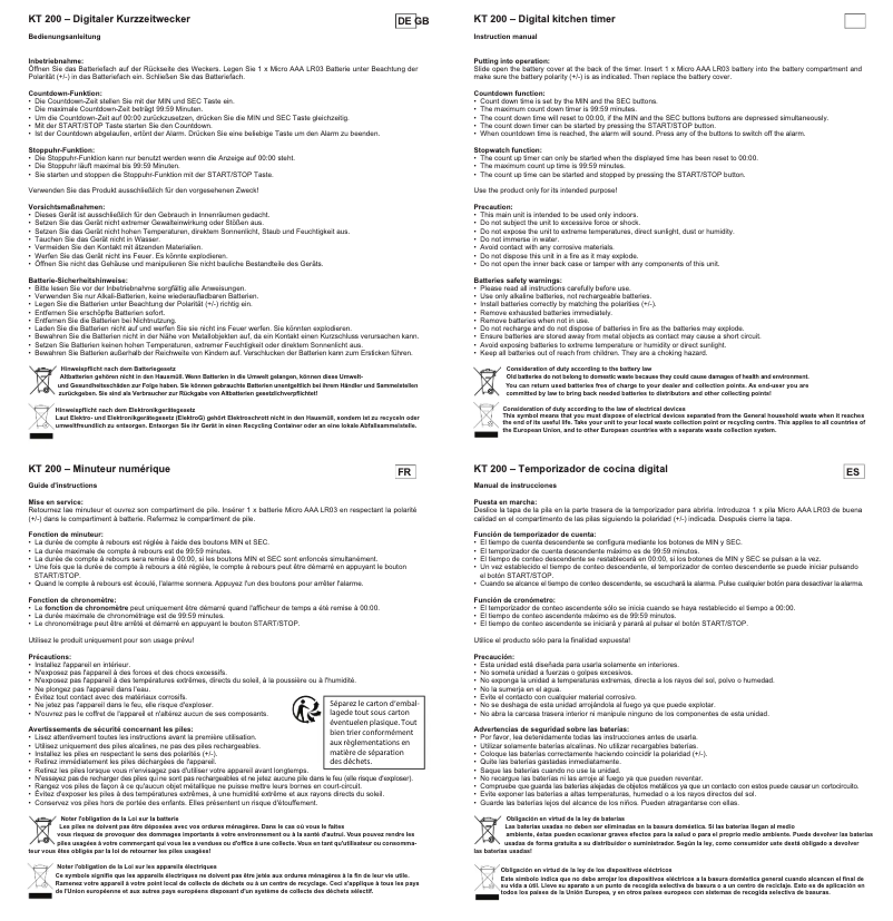 Image de la première page du manuel de l'appareil KT-200