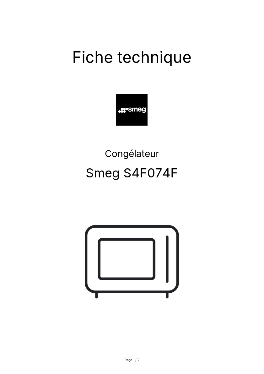 Page n°1 - Fiche technique Smeg S4F074F