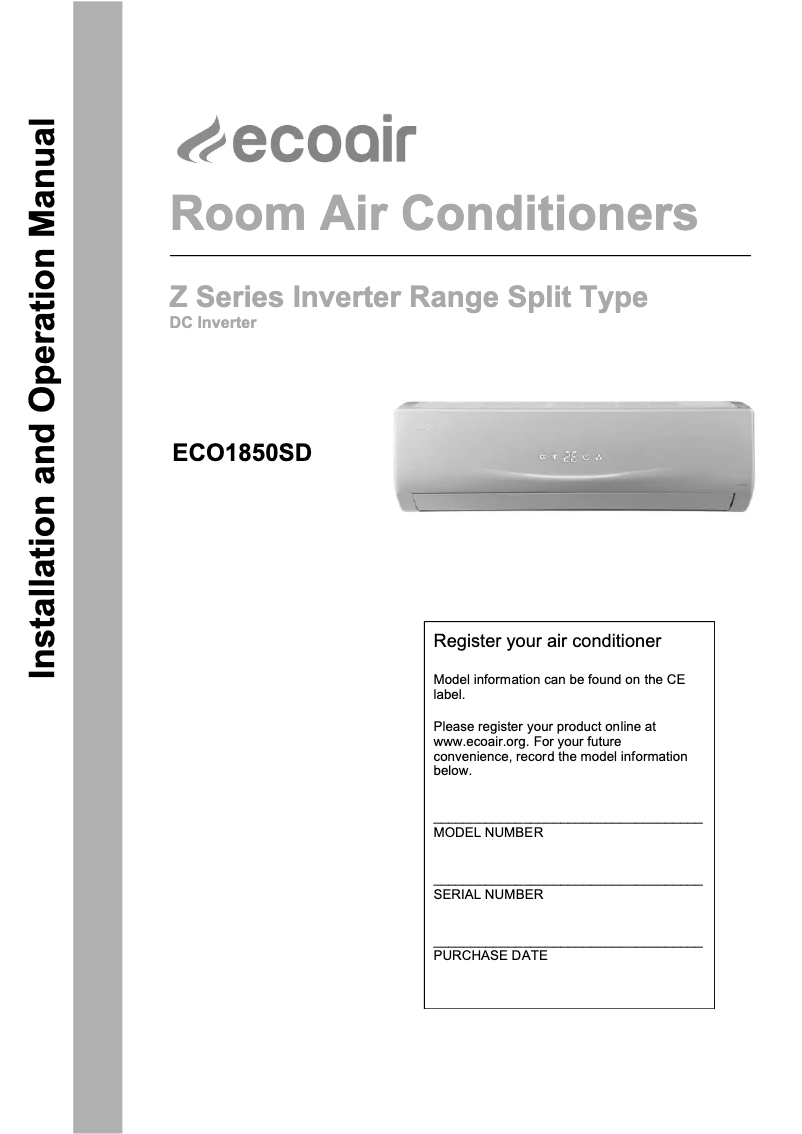 First page image of the manual for ECO1850SD
