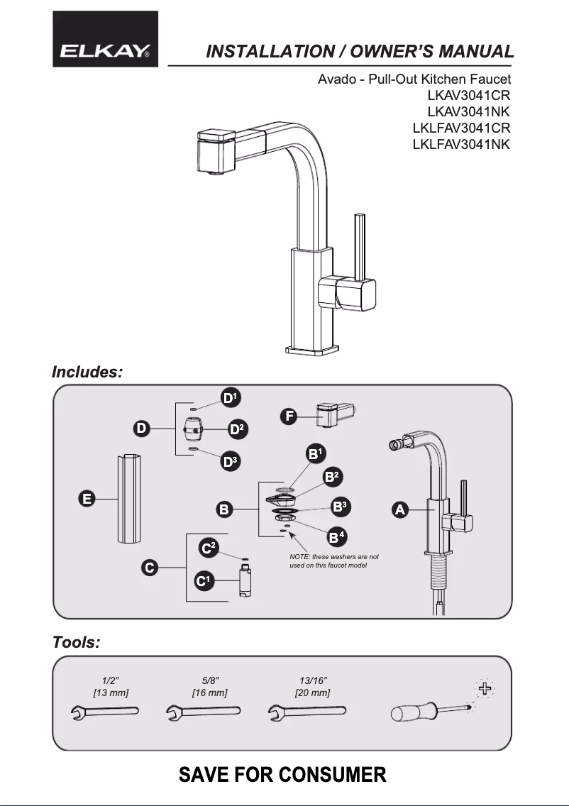 Page n°1 - Guide d'installation Elkay LKAV3041NK