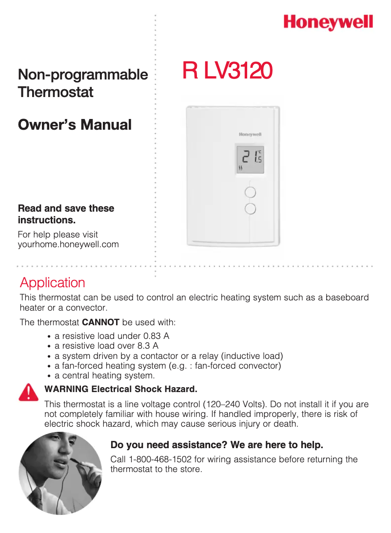Page n°1 - Manuel utilisateur Honeywell RLV3120