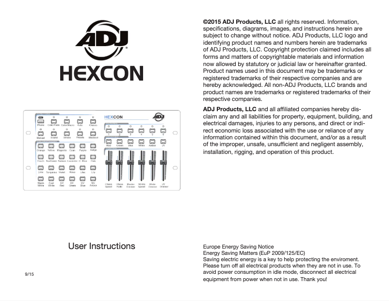 Page 1 de la notice Manuel utilisateur Adj Hexcon