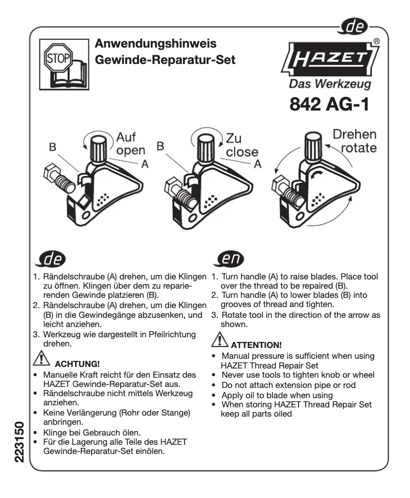 Página 1 del manual Manual de usuario Hazet 842AG-1