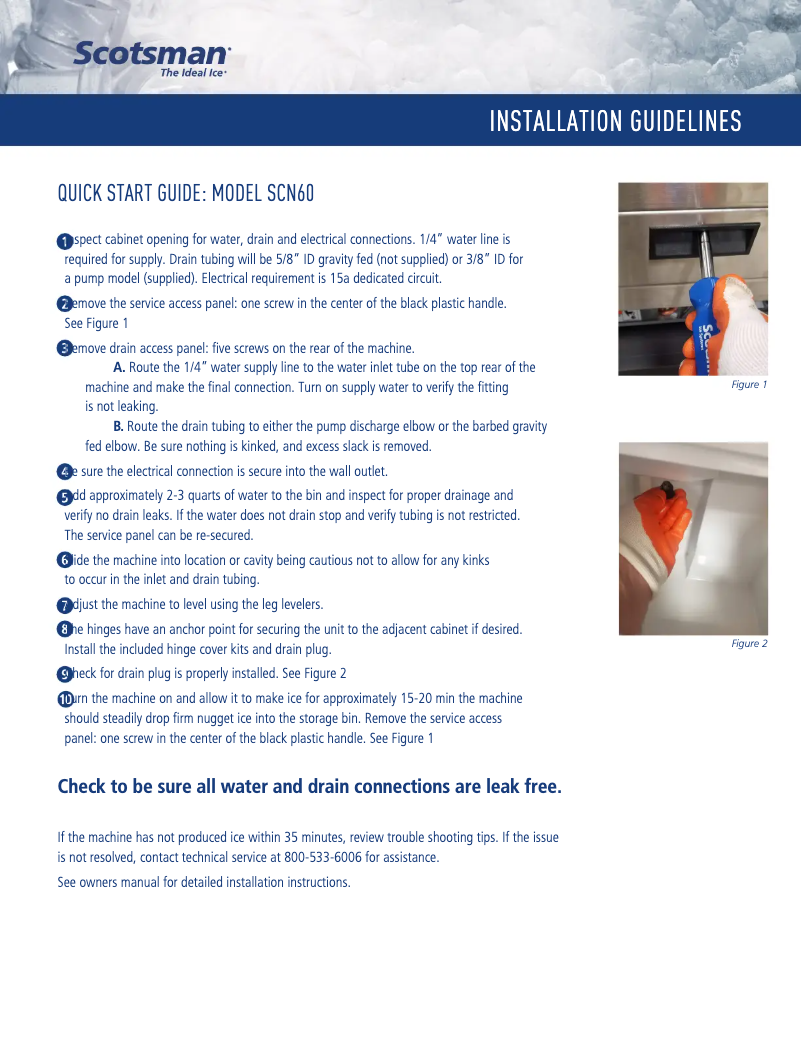 Page 1 de la notice Guide de démarrage rapide Scotsman Brilliance SCN6O