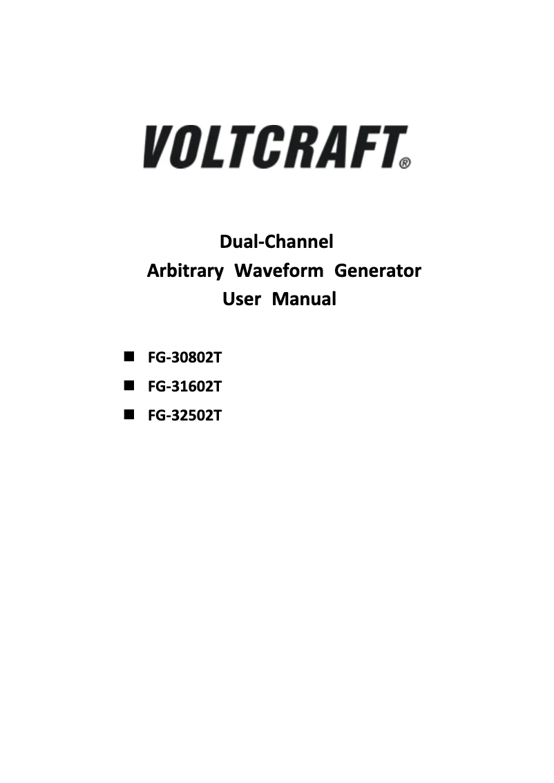 Página 1 del manual Manual de usuario Voltcraft FG-30802T